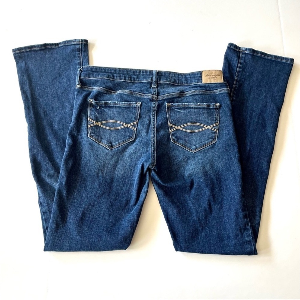 Abercrombie & Fitch Jeans Women's 8 Bootcut Dark Wash Distressed - Picture 2 of 8